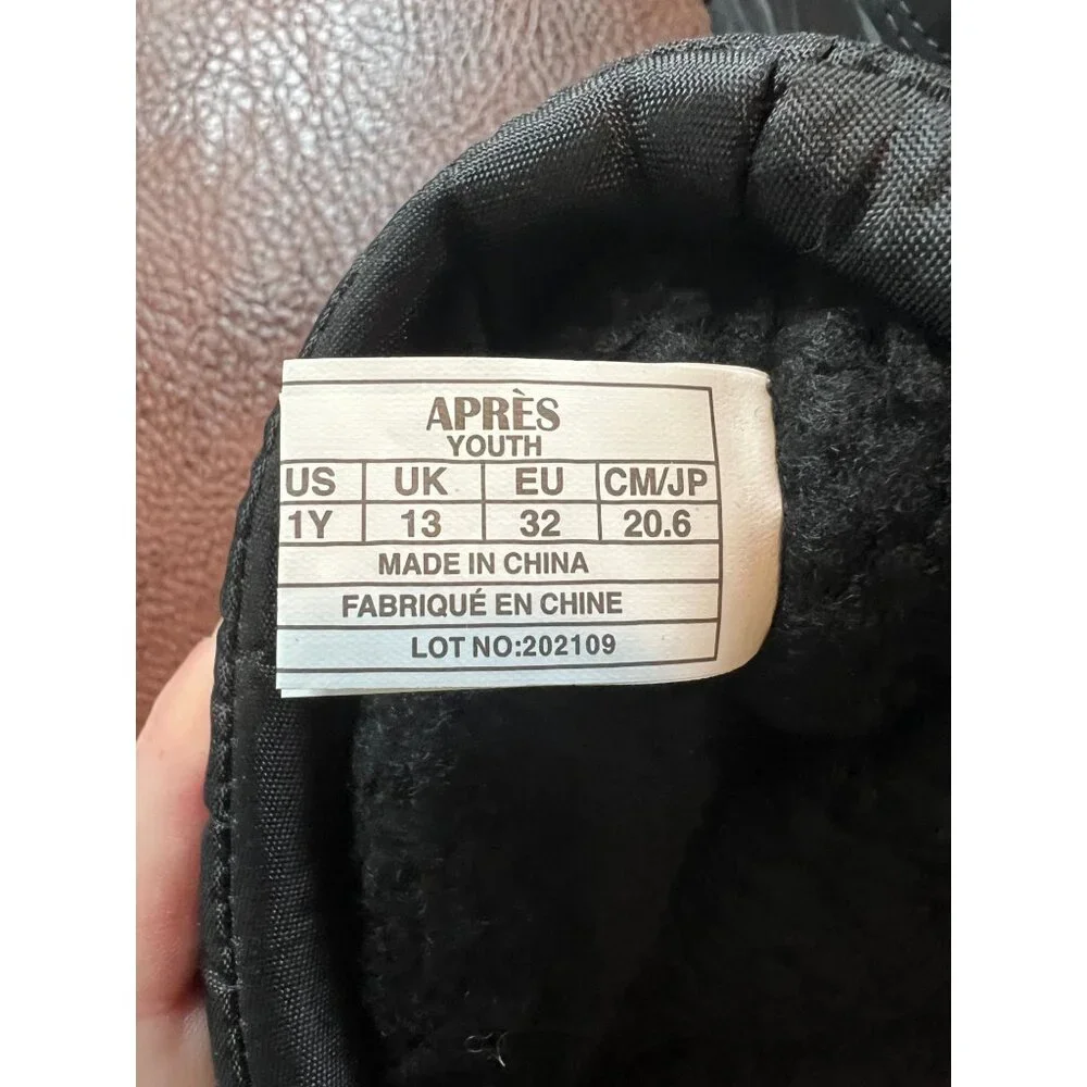 New Après By Lamo Youth Winter Snow Boots Size‎ 1Y Black Faux Fur Lined NWT